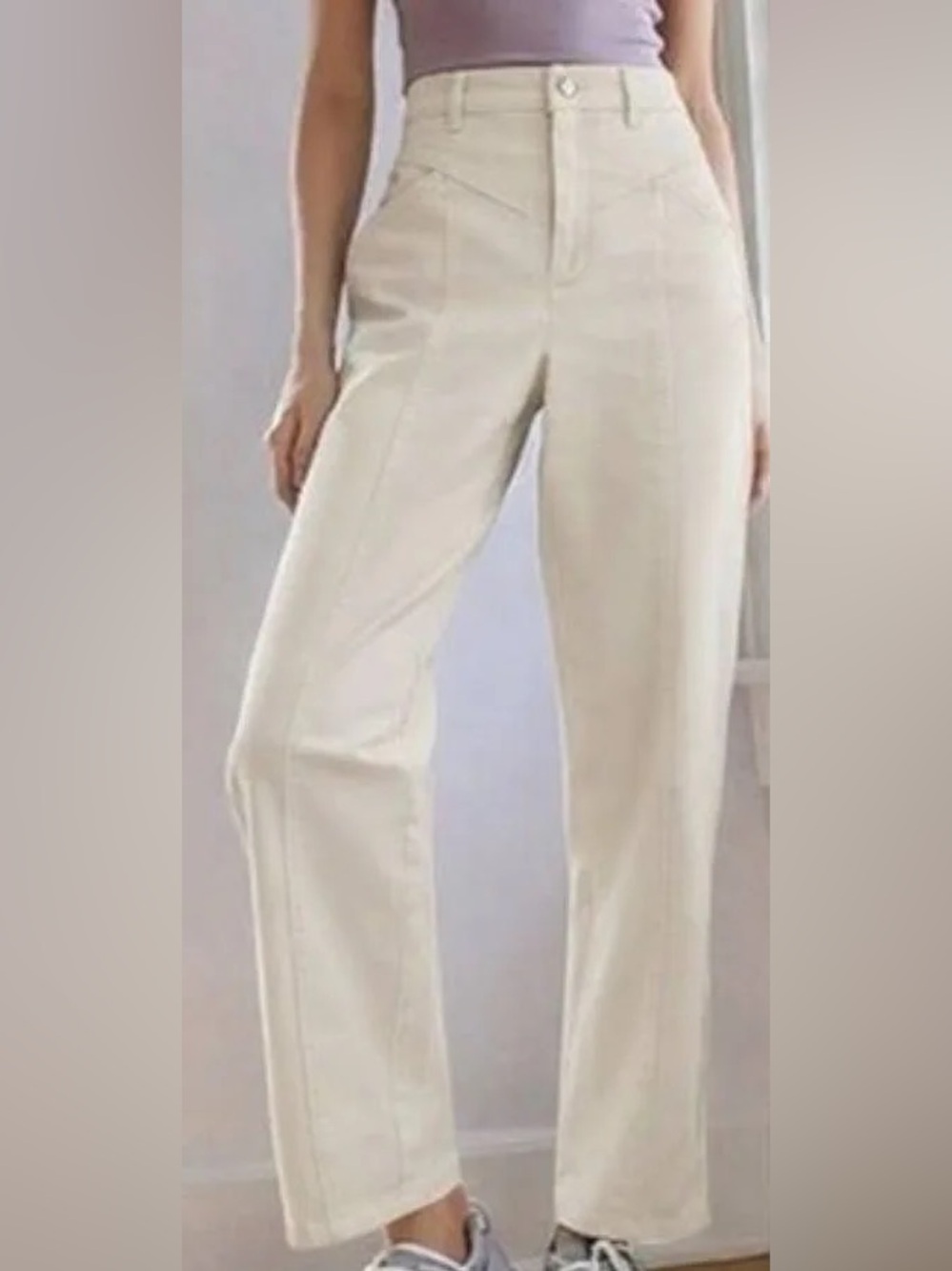 Aritzia Wilfred Free Off-White High Rise Straight Jeans